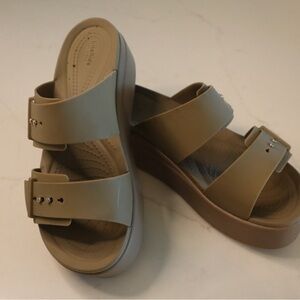CROCS Tan Platform Sandals